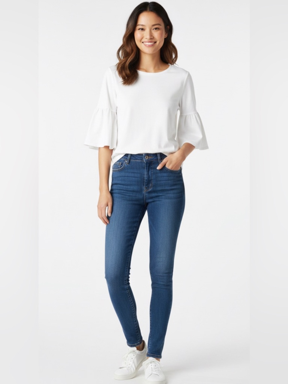 Sail to Sable White Bell Sleeve Top Short Sleeve Cotton Preppy Coastal Blouse